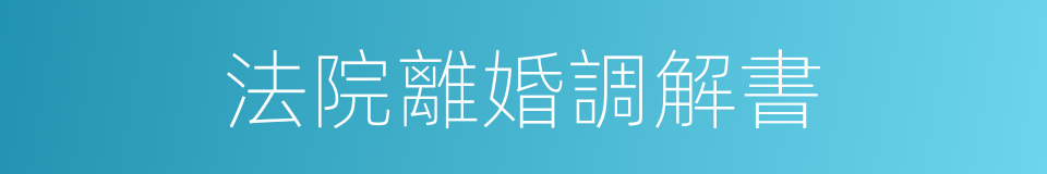 法院離婚調解書的同義詞