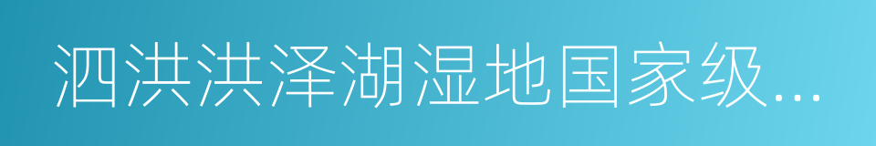 泗洪洪泽湖湿地国家级自然保护区的同义词