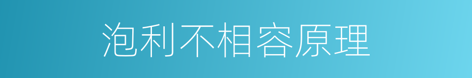 泡利不相容原理的意思