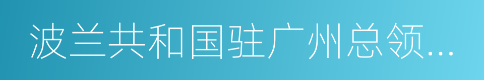 波兰共和国驻广州总领事馆的同义词