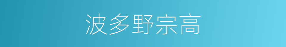 波多野宗高的意思