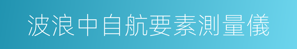波浪中自航要素測量儀的同義詞