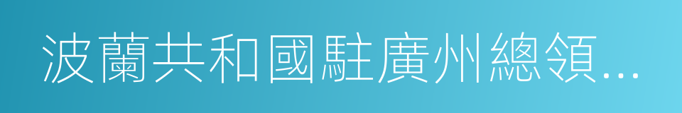 波蘭共和國駐廣州總領事館的同義詞