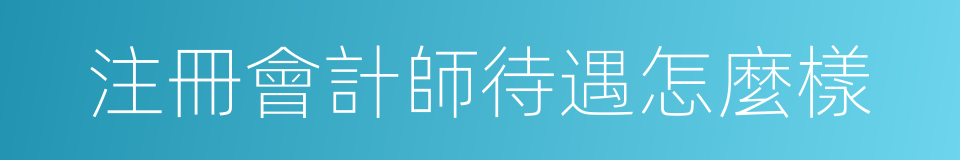 注冊會計師待遇怎麼樣的同義詞
