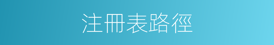 注冊表路徑的同義詞