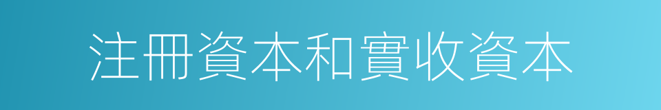 注冊資本和實收資本的同義詞