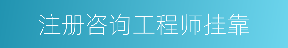 注册咨询工程师挂靠的同义词
