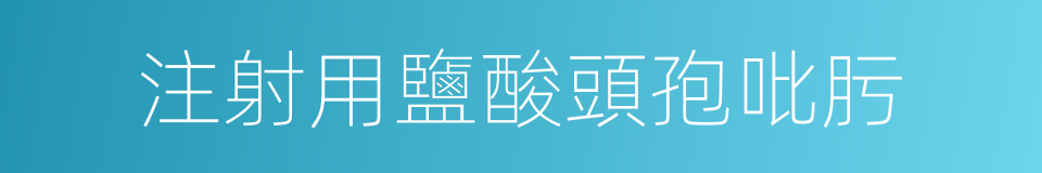 注射用鹽酸頭孢吡肟的同義詞