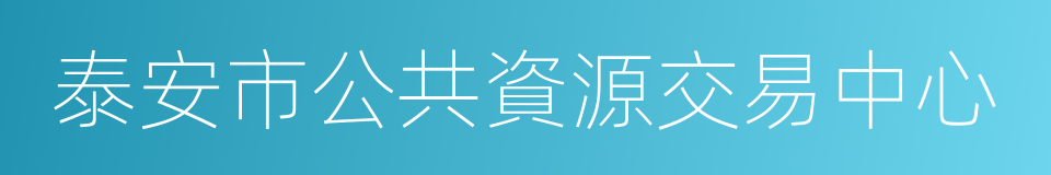 泰安市公共資源交易中心的同義詞