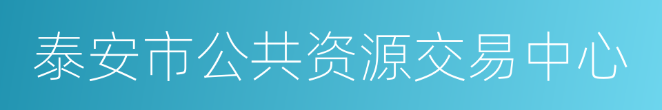 泰安市公共资源交易中心的同义词