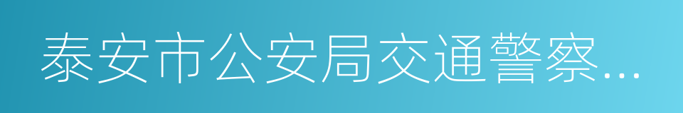 泰安市公安局交通警察支队的同义词