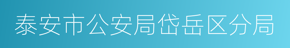 泰安市公安局岱岳区分局的同义词