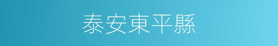 泰安東平縣的同義詞