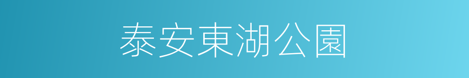 泰安東湖公園的同義詞