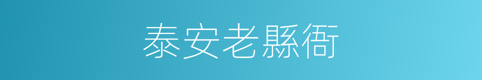 泰安老縣衙的同義詞