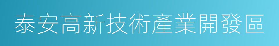 泰安高新技術產業開發區的同義詞