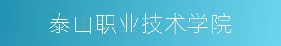 泰山职业技术学院的同义词
