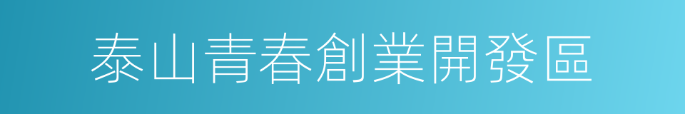 泰山青春創業開發區的意思