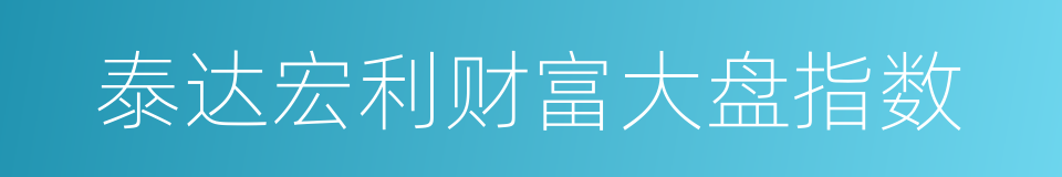 泰达宏利财富大盘指数的同义词