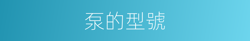 泵的型號的同義詞