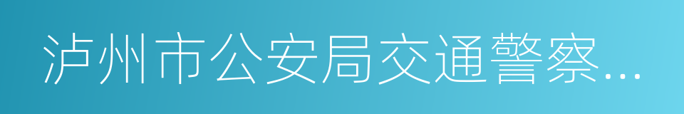 泸州市公安局交通警察支队的同义词