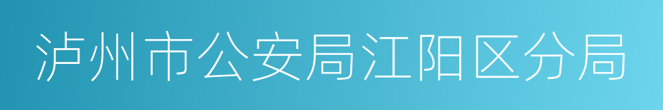 泸州市公安局江阳区分局的同义词