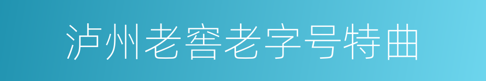 泸州老窖老字号特曲的同义词