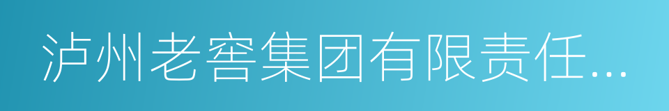 泸州老窖集团有限责任公司的同义词