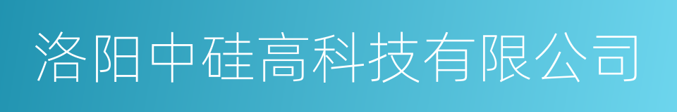 洛阳中硅高科技有限公司的同义词