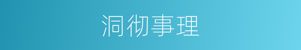洞彻事理的意思