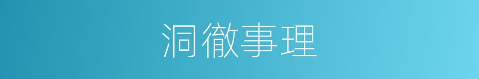 洞徹事理的意思
