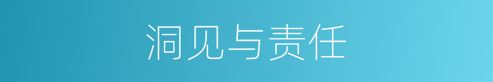 洞见与责任的同义词