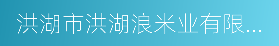 洪湖市洪湖浪米业有限责任公司的同义词