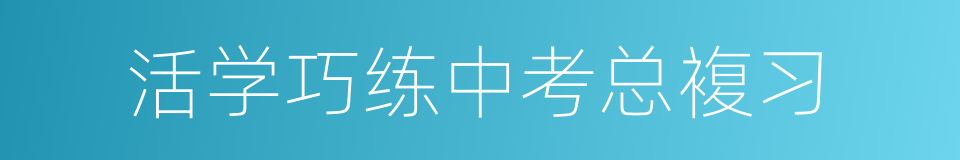 活学巧练中考总複习的同义词