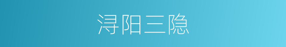 浔阳三隐的意思