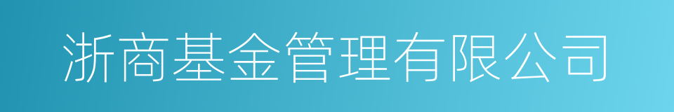 浙商基金管理有限公司的同义词