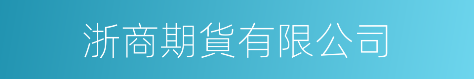 浙商期貨有限公司的同義詞