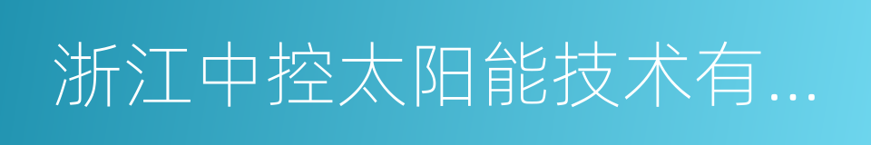 浙江中控太阳能技术有限公司的同义词