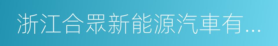 浙江合眾新能源汽車有限公司的同義詞