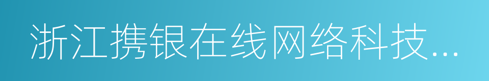 浙江携银在线网络科技有限公司的同义词