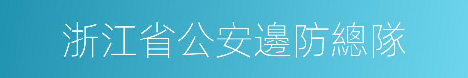 浙江省公安邊防總隊的同義詞