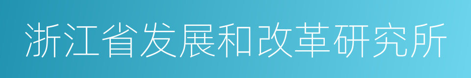 浙江省发展和改革研究所的意思