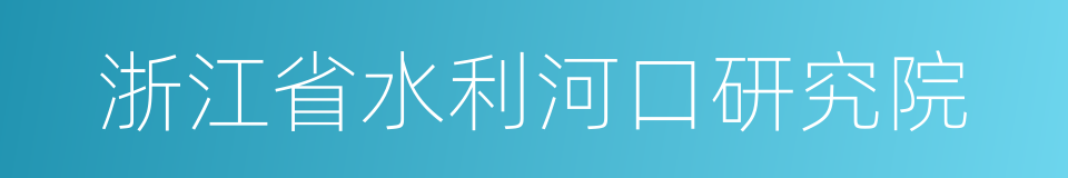 浙江省水利河口研究院的同义词