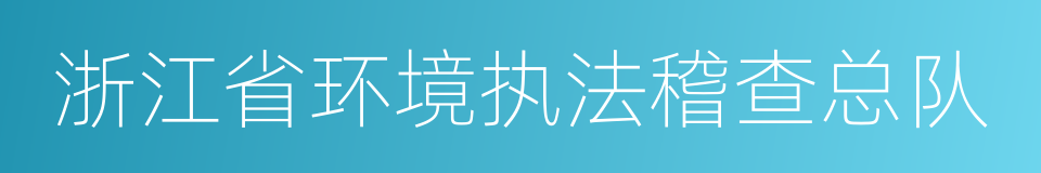 浙江省环境执法稽查总队的同义词