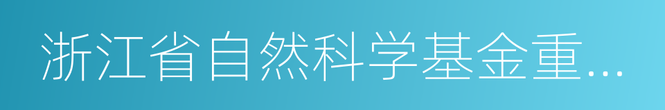 浙江省自然科学基金重点项目的同义词