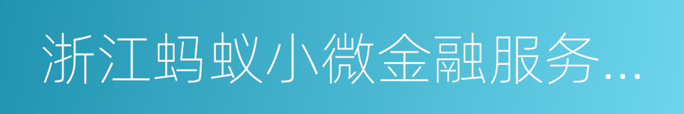 浙江蚂蚁小微金融服务集团有限公司的同义词