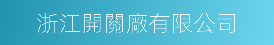 浙江開關廠有限公司的同義詞