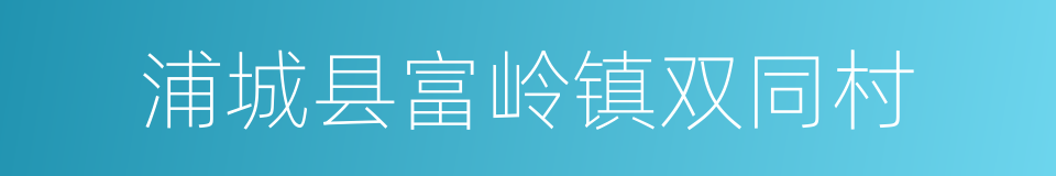 浦城县富岭镇双同村的同义词