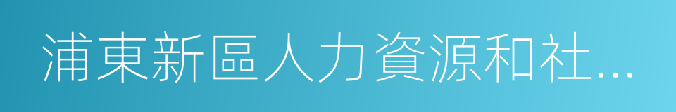 浦東新區人力資源和社會保障局的同義詞