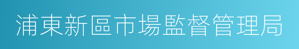 浦東新區市場監督管理局的同義詞